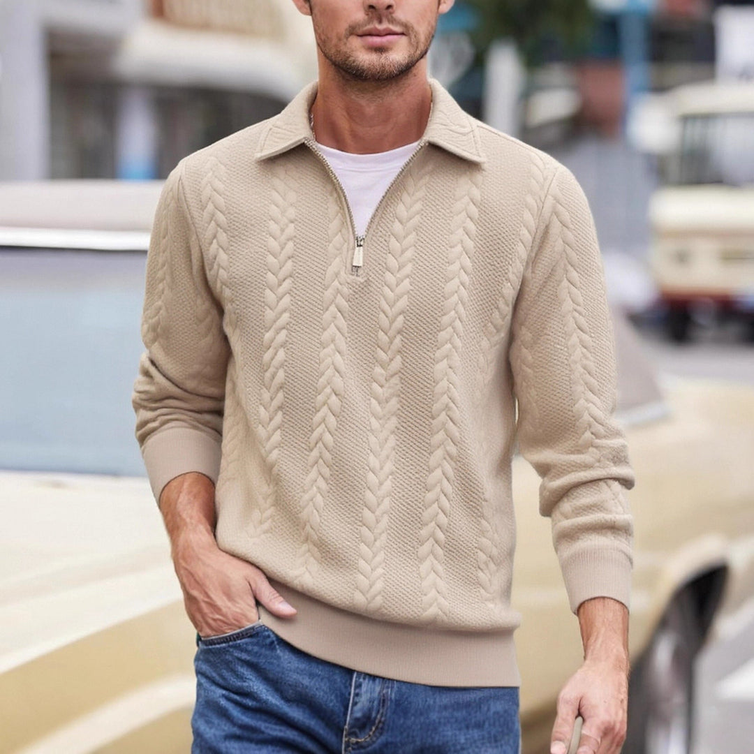 Bradley | Timeless Cable Knit Half-Zip Sweater with Shawl Collar