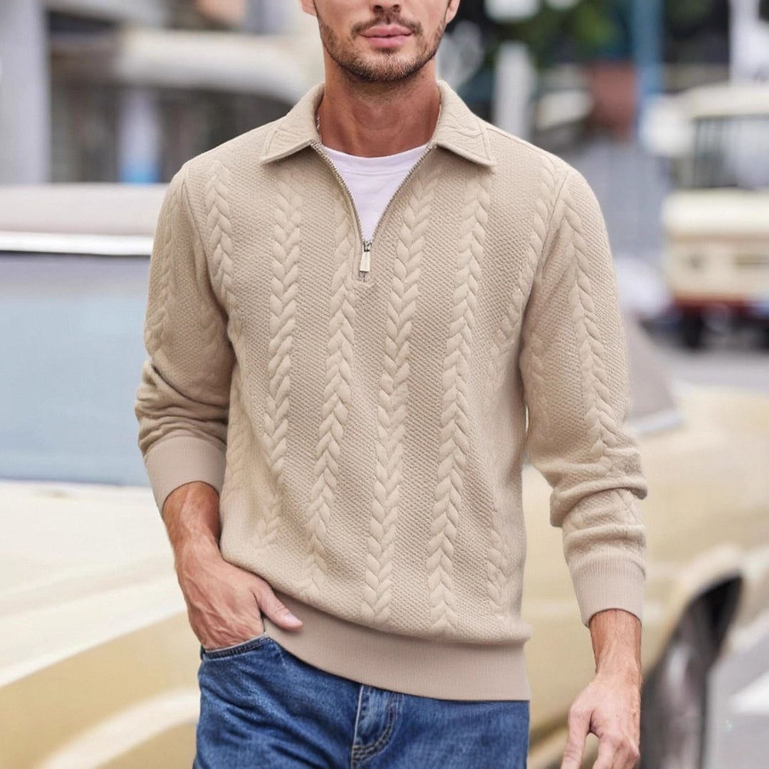 Bradley | Timeless Cable Knit Half-Zip Sweater with Shawl Collar