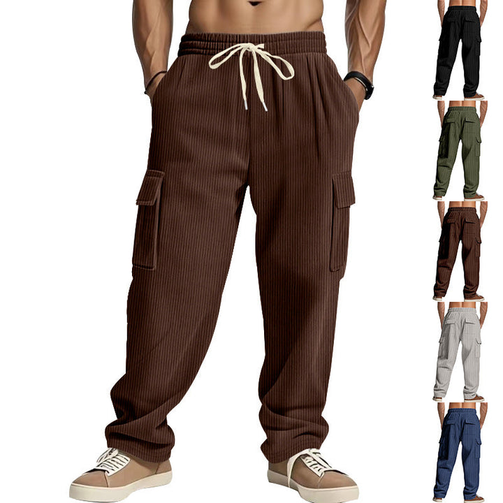 Brandon | Polished Wide Leg Ribbed Cargo Pants
