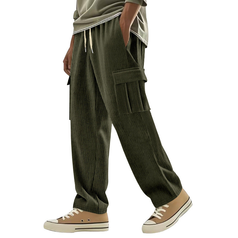 Brandon | Polished Wide Leg Ribbed Cargo Pants