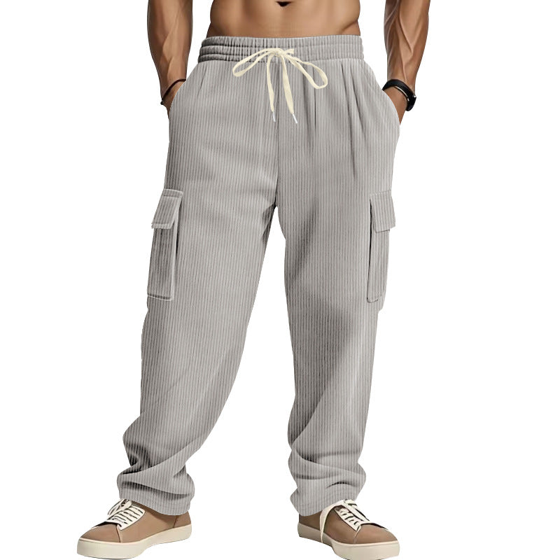 Brandon | Polished Wide Leg Ribbed Cargo Pants
