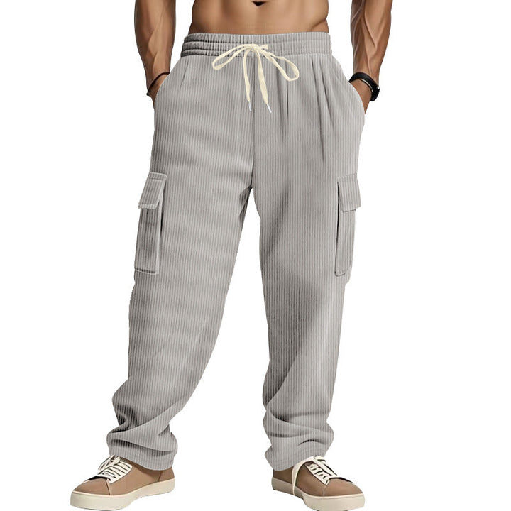 Brandon | Polished Wide Leg Ribbed Cargo Pants