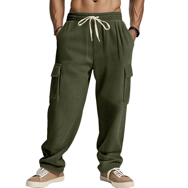 Brandon | Polished Wide Leg Ribbed Cargo Pants
