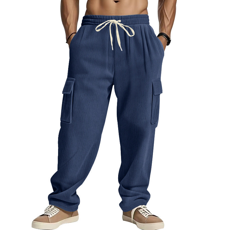 Brandon | Polished Wide Leg Ribbed Cargo Pants