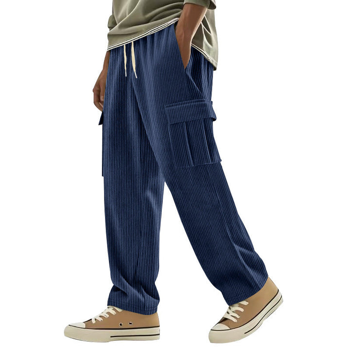 Brandon | Polished Wide Leg Ribbed Cargo Pants