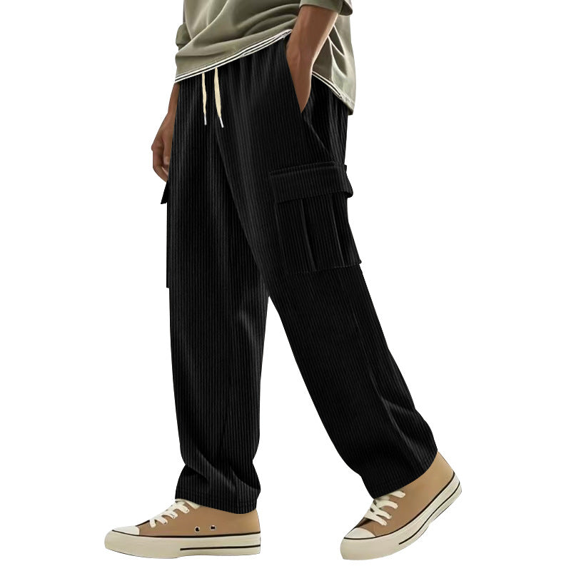 Brandon | Polished Wide Leg Ribbed Cargo Pants