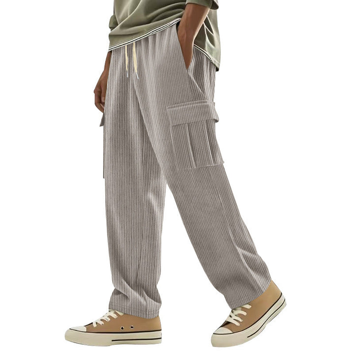 Brandon | Polished Wide Leg Ribbed Cargo Pants