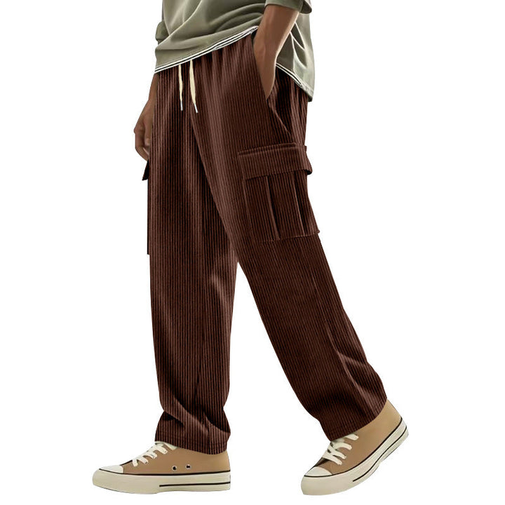 Brandon | Polished Wide Leg Ribbed Cargo Pants