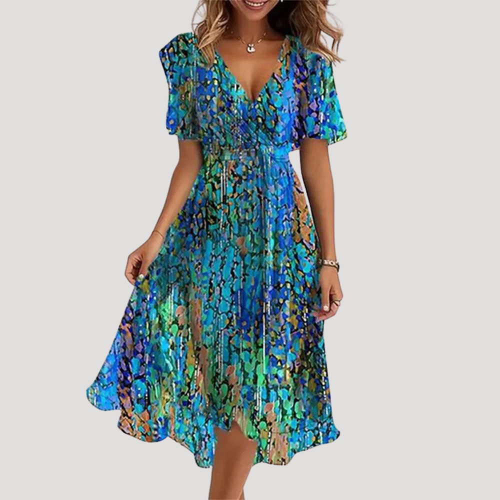 Brenda | Cozy Floral Wrap Midi Fall Wedding Guest Dress