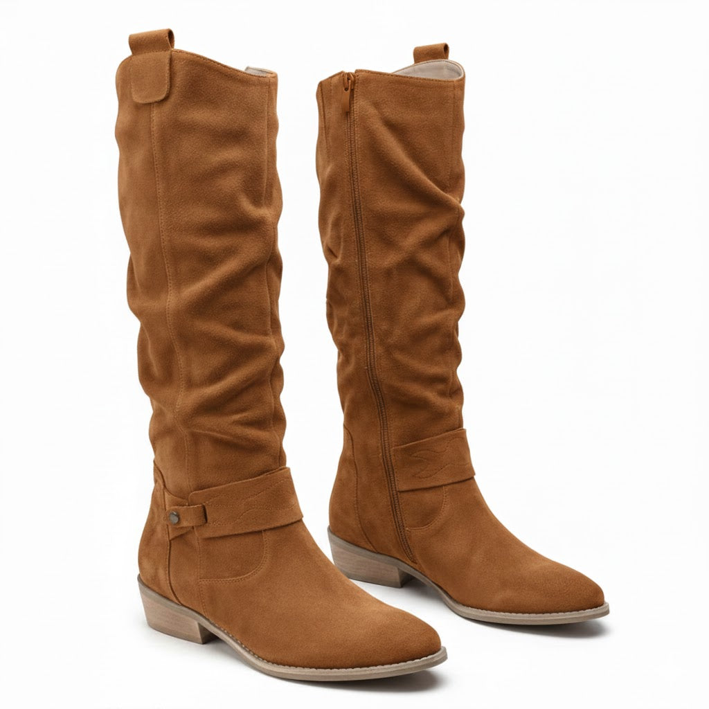 Brenda | Refined Wide Calf Slouch Knee High Boots