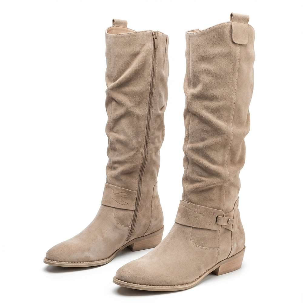 Brenda | Refined Wide Calf Slouch Knee High Boots