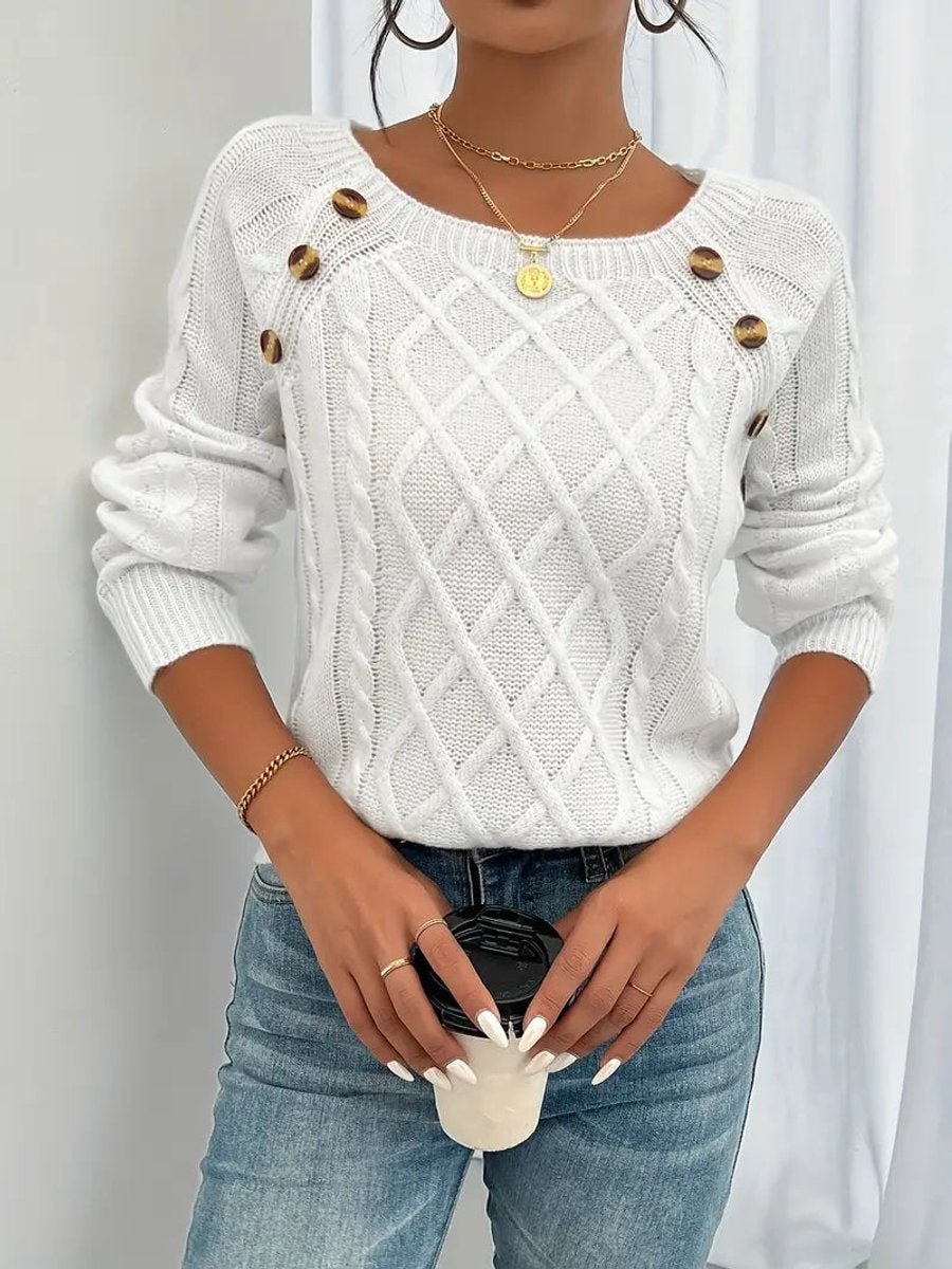 Brenda | Timeless Cable Knit Sweater with Button Detail