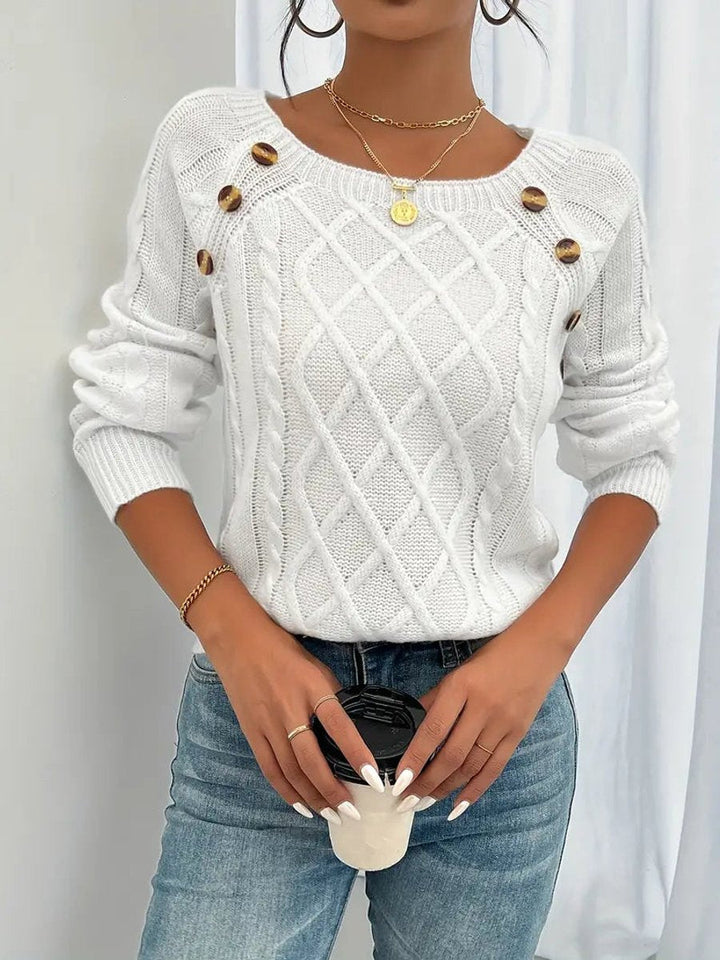 Brenda | Timeless Cable Knit Sweater with Button Detail