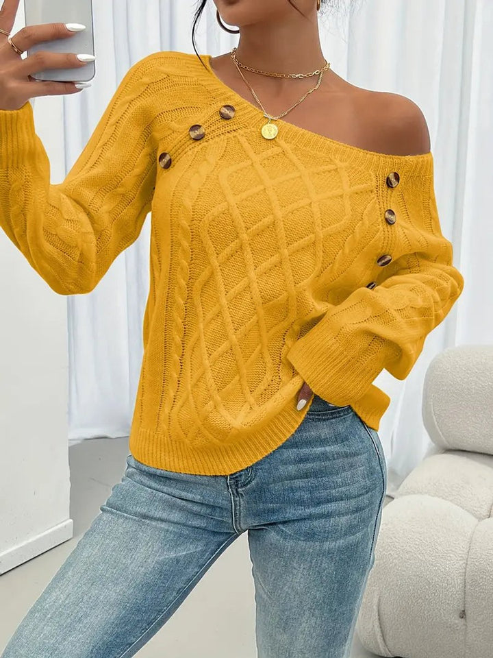 Brenda | Timeless Cable Knit Sweater with Button Detail