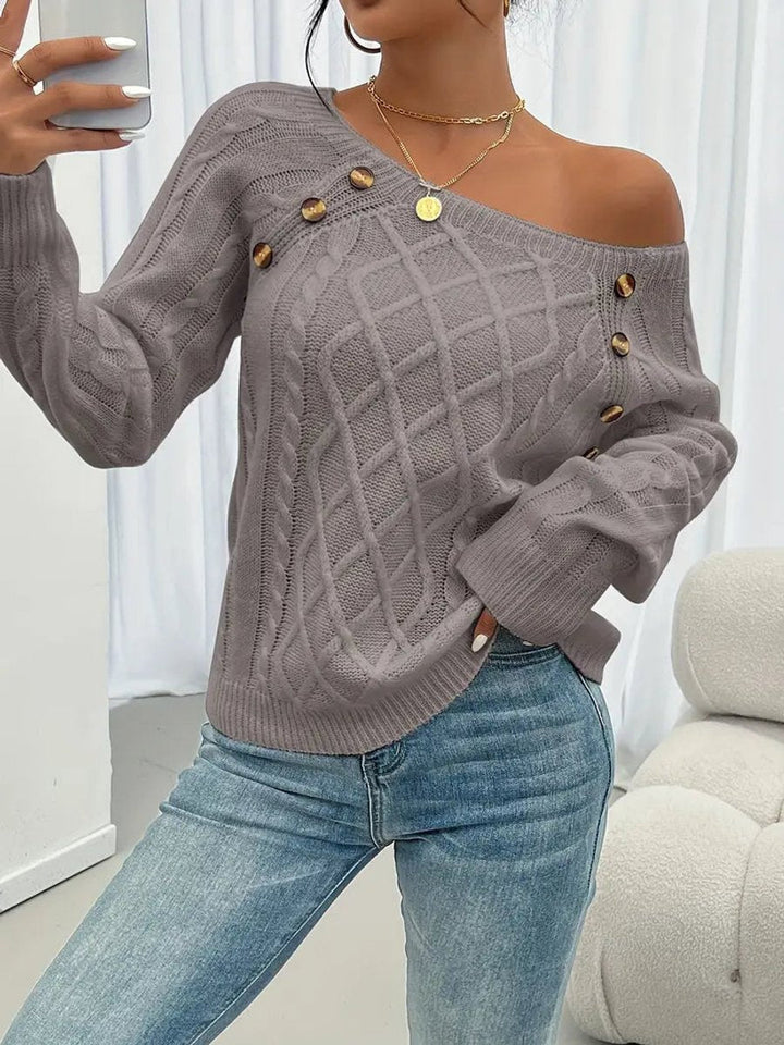 Brenda | Timeless Cable Knit Sweater with Button Detail