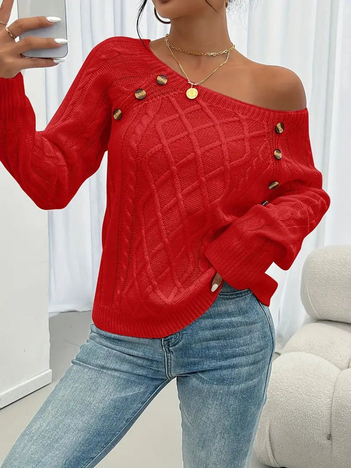 Brenda | Timeless Cable Knit Sweater with Button Detail