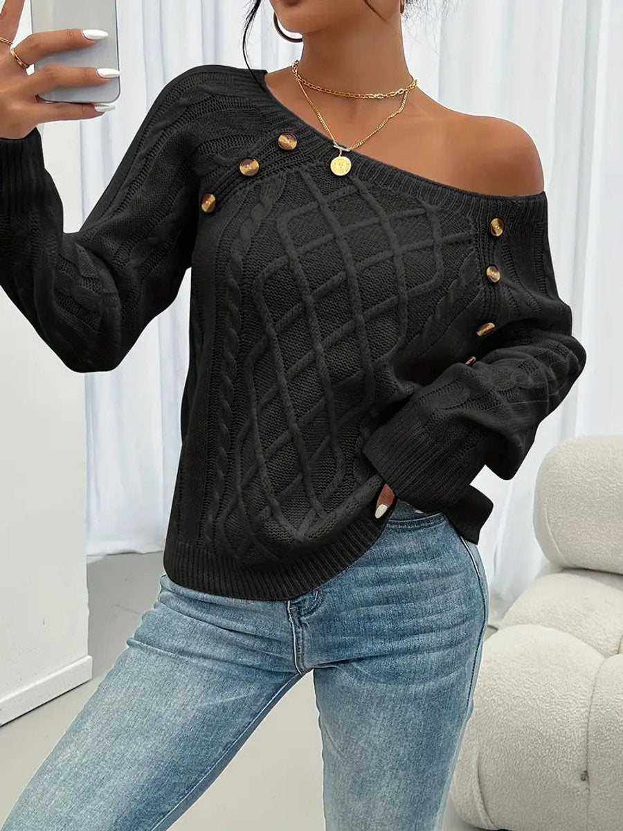 Brenda | Timeless Cable Knit Sweater with Button Detail