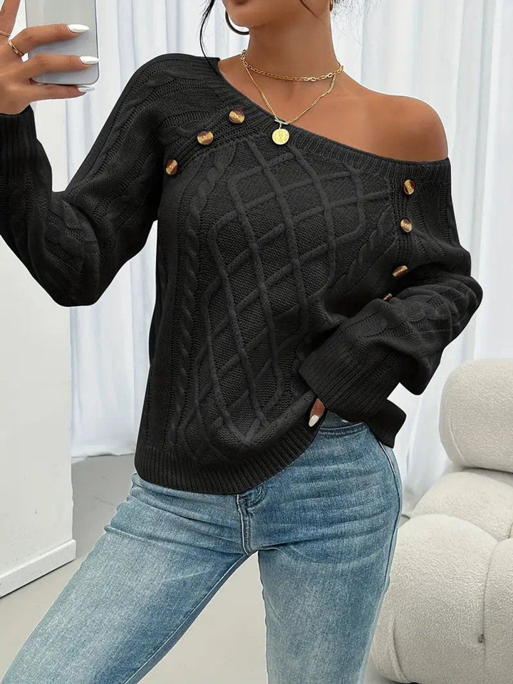 Brenda | Timeless Cable Knit Sweater with Button Detail