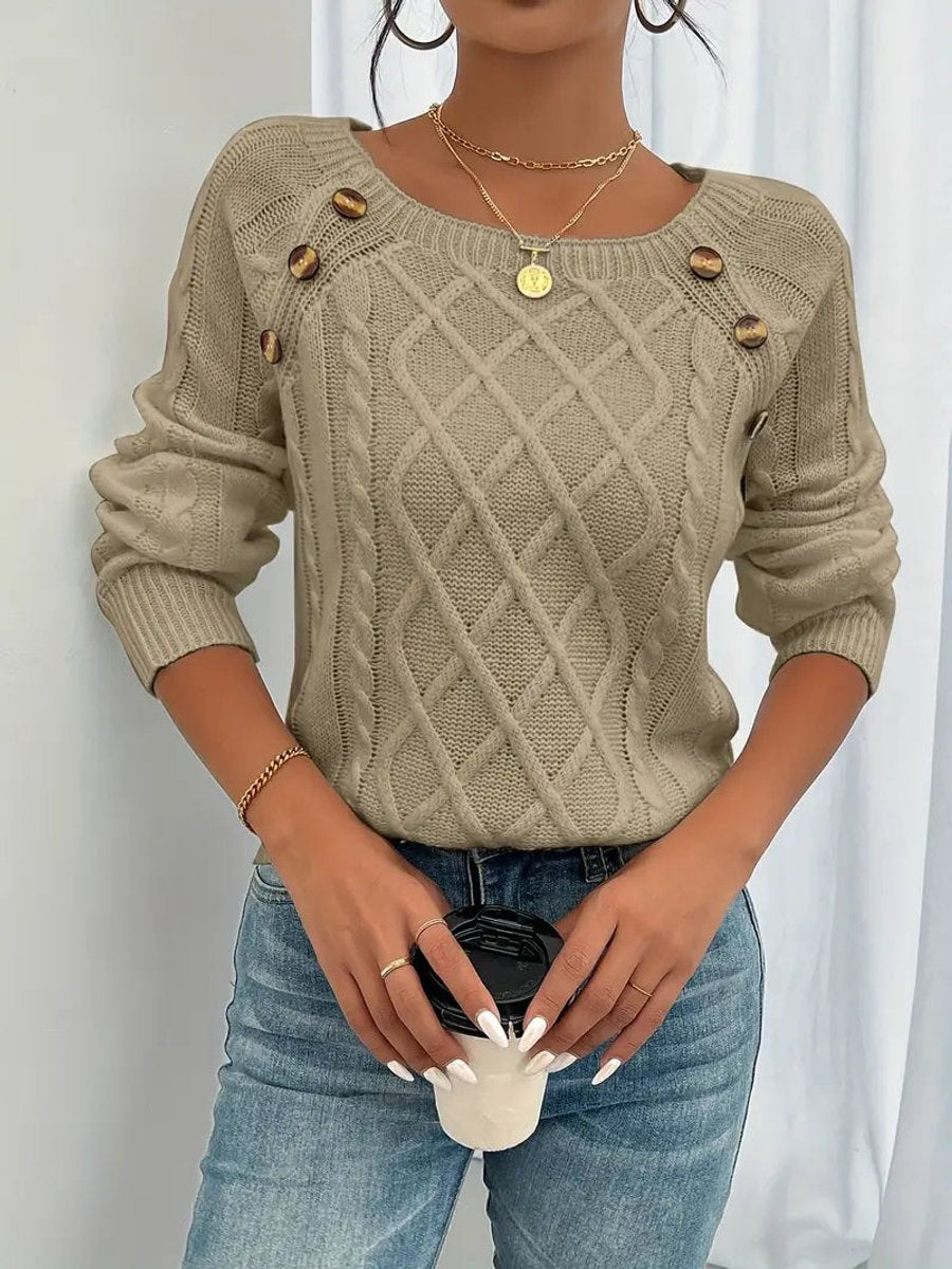 Brenda | Timeless Cable Knit Sweater with Button Detail