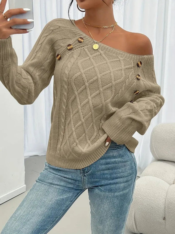 Brenda | Timeless Cable Knit Sweater with Button Detail