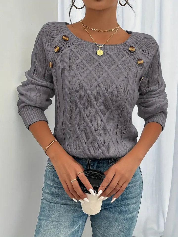 Brenda | Timeless Cable Knit Sweater with Button Detail