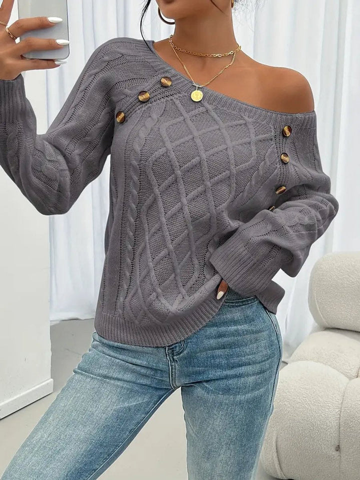 Brenda | Timeless Cable Knit Sweater with Button Detail