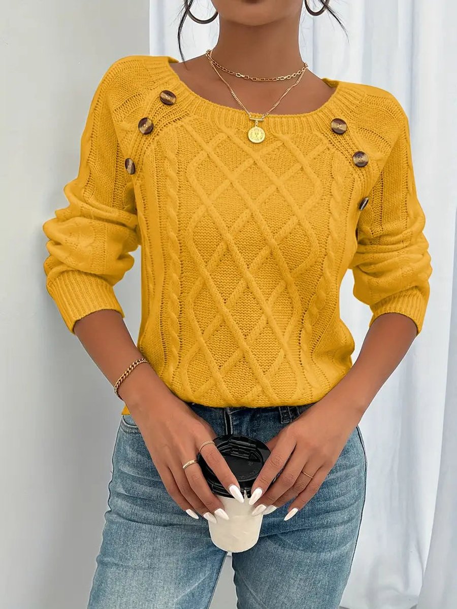 Brenda | Timeless Cable Knit Sweater with Button Detail