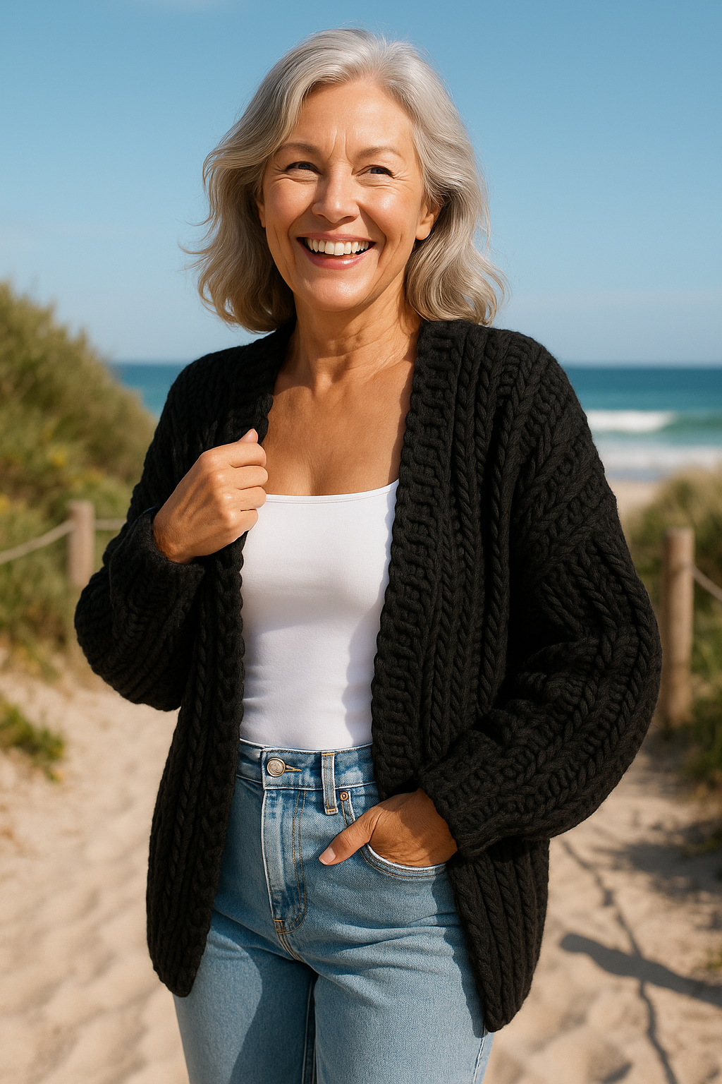 Brenda | Timeless Chunky Cable Knit Sweater Cardigan