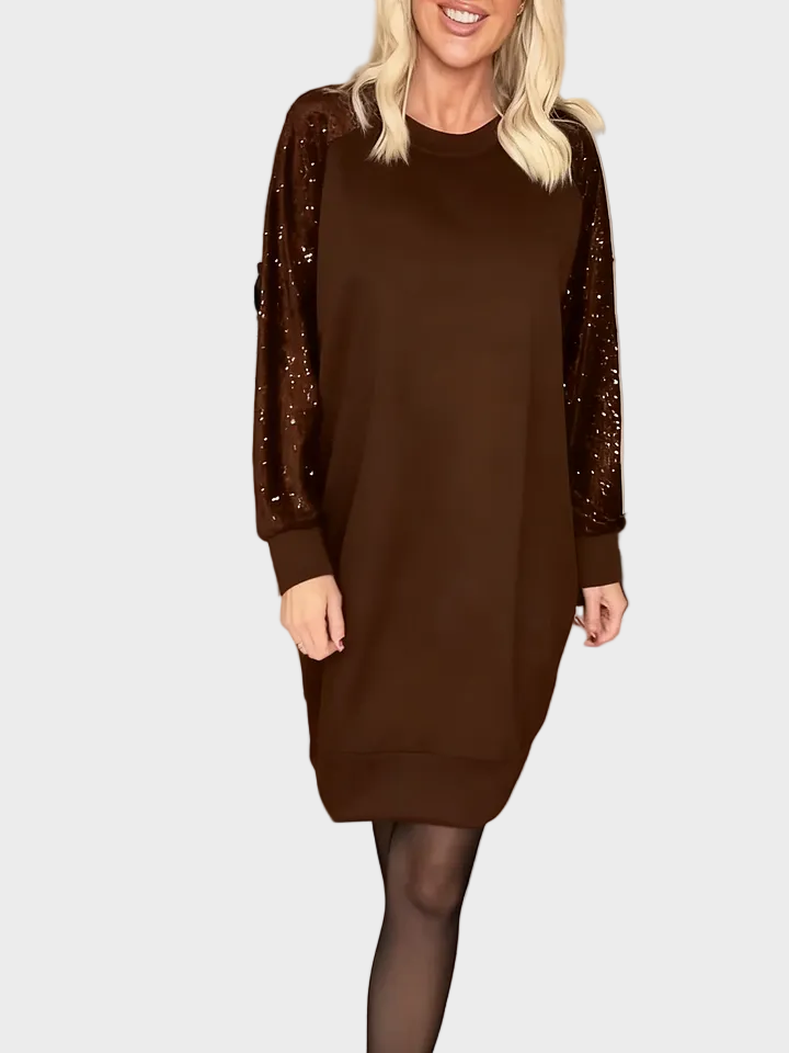 Brenda | Timeless Sequin Sleeve Holiday Dress Sweater Dress
