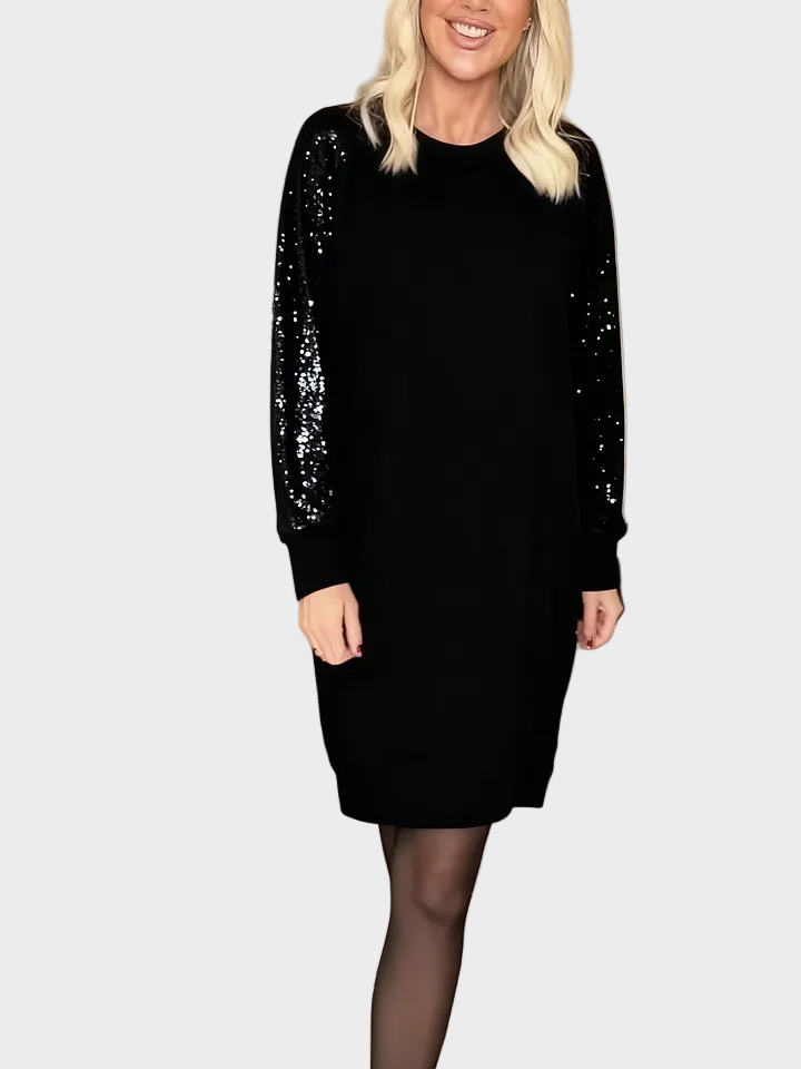 Brenda | Timeless Sequin Sleeve Holiday Dress Sweater Dress