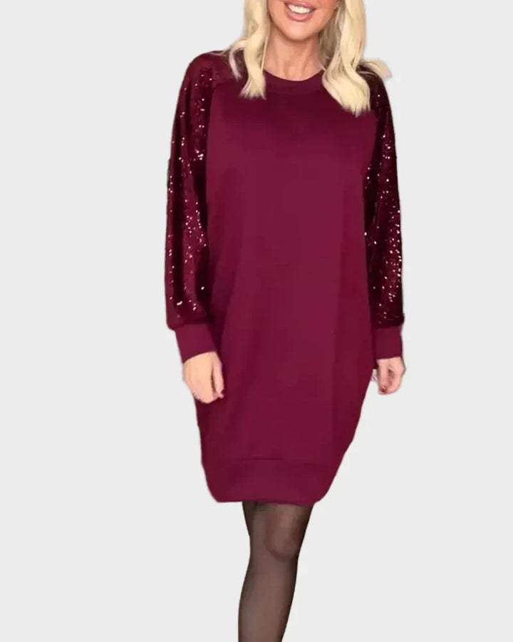 Brenda | Timeless Sequin Sleeve Holiday Dress Sweater Dress