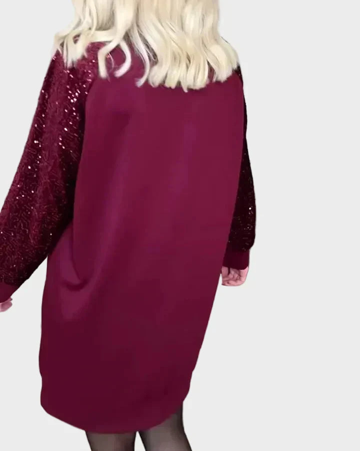 Brenda | Timeless Sequin Sleeve Holiday Dress Sweater Dress