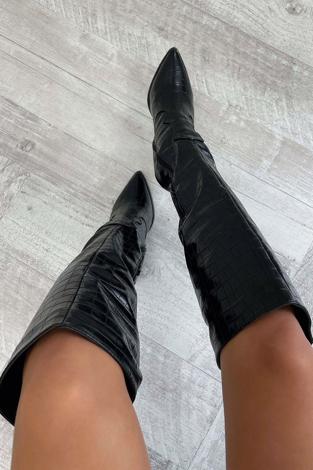 Brenda | Timeless Textured Knee High Block Heel Boots