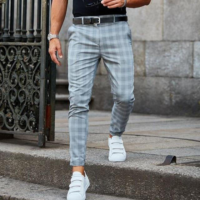 Brian | Classic Slim Fit Tapered Plaid Pants