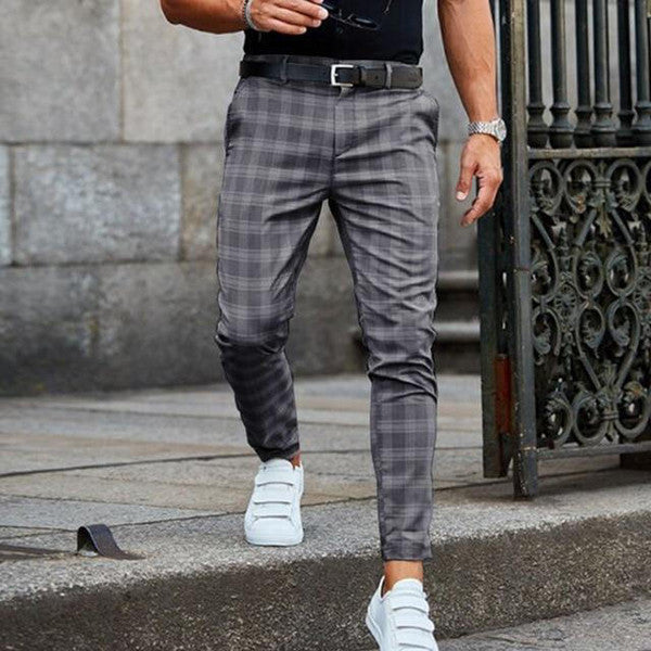 Brian | Classic Slim Fit Tapered Plaid Pants