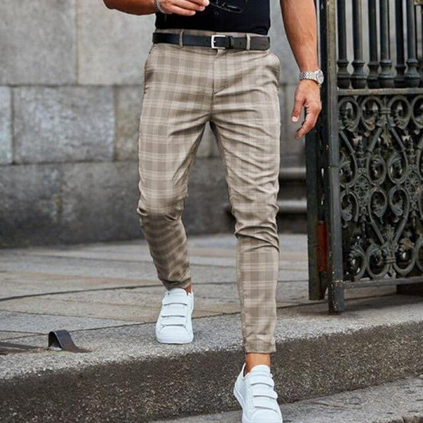 Brian | Classic Slim Fit Tapered Plaid Pants