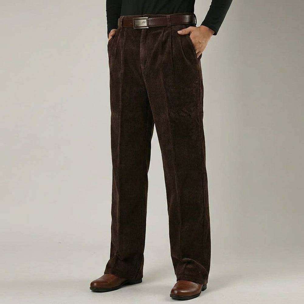 Brian | Relaxed Pleated Wide Leg Corduroy Pants