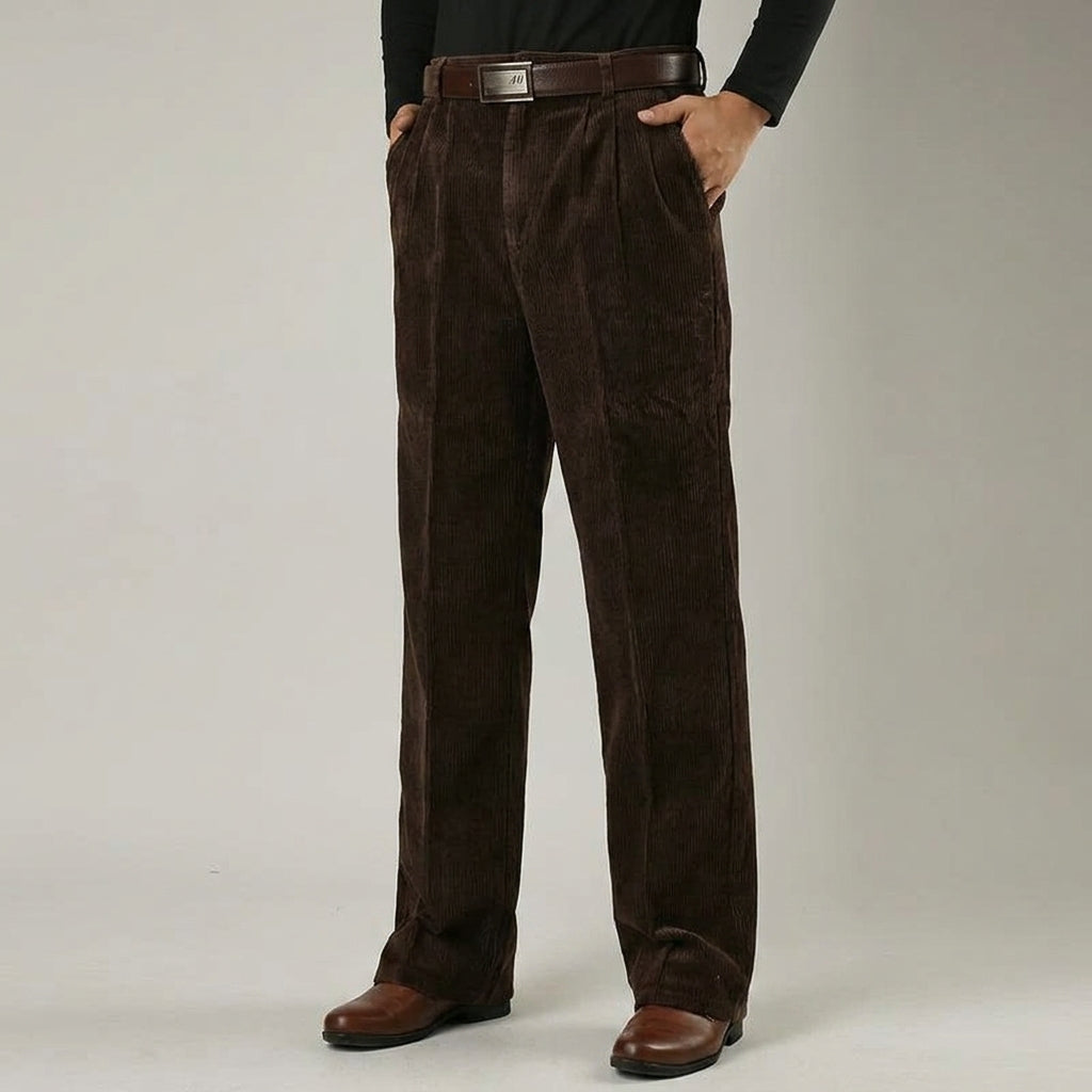 Brian | Relaxed Pleated Wide Leg Corduroy Pants