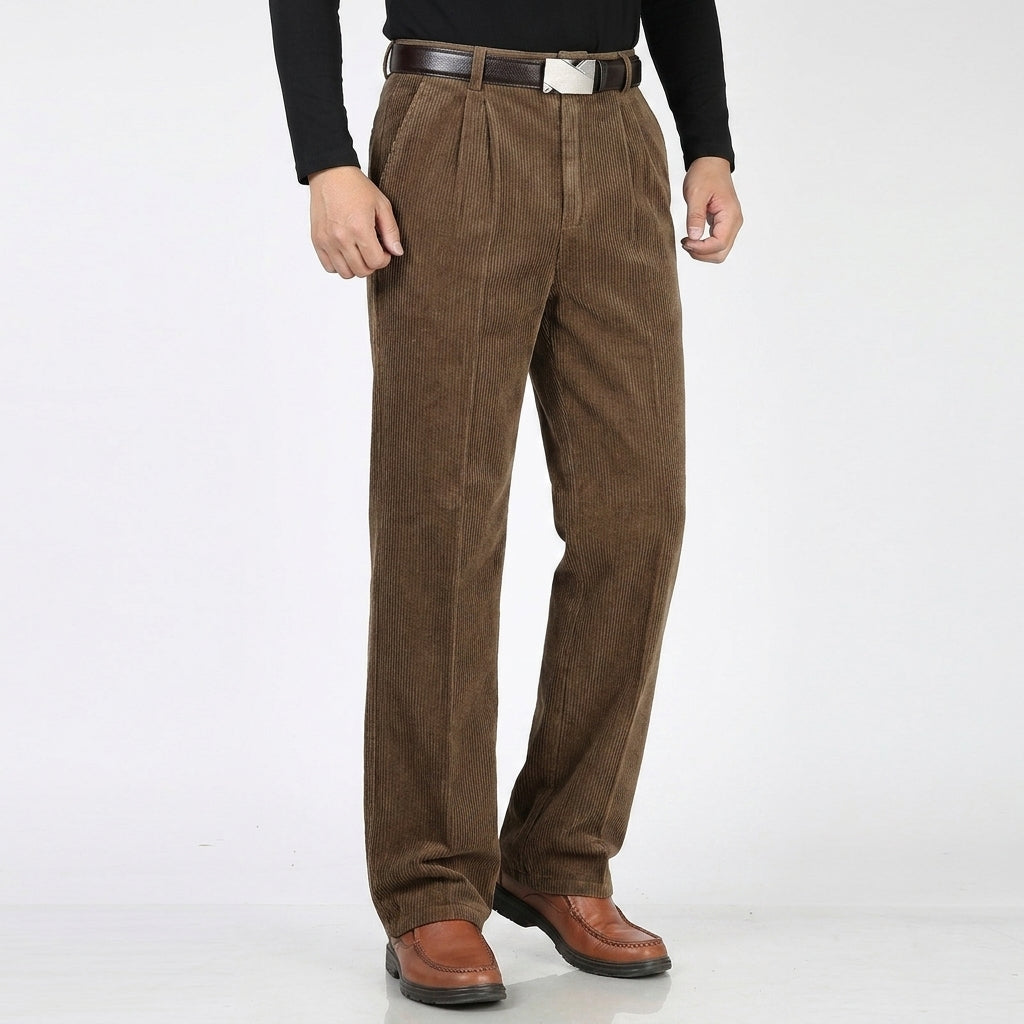 Brian | Relaxed Pleated Wide Leg Corduroy Pants