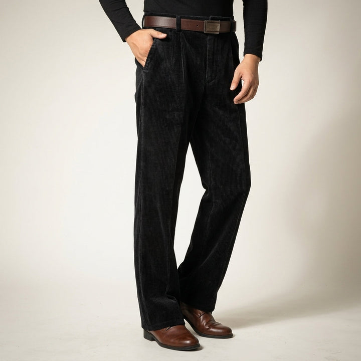 Brian | Relaxed Pleated Wide Leg Corduroy Pants