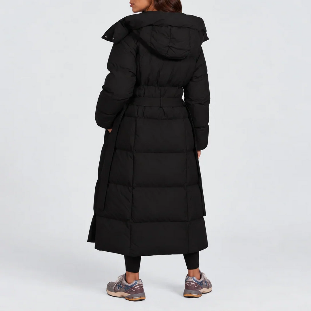 Brittany | Long Belted Hooded Winter Puffer Jacket