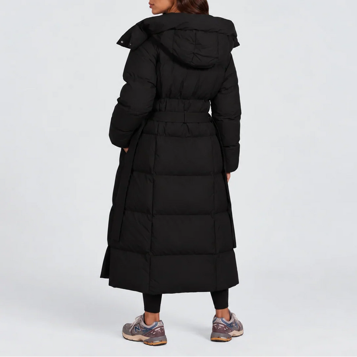 Brittany | Long Belted Hooded Winter Puffer Jacket