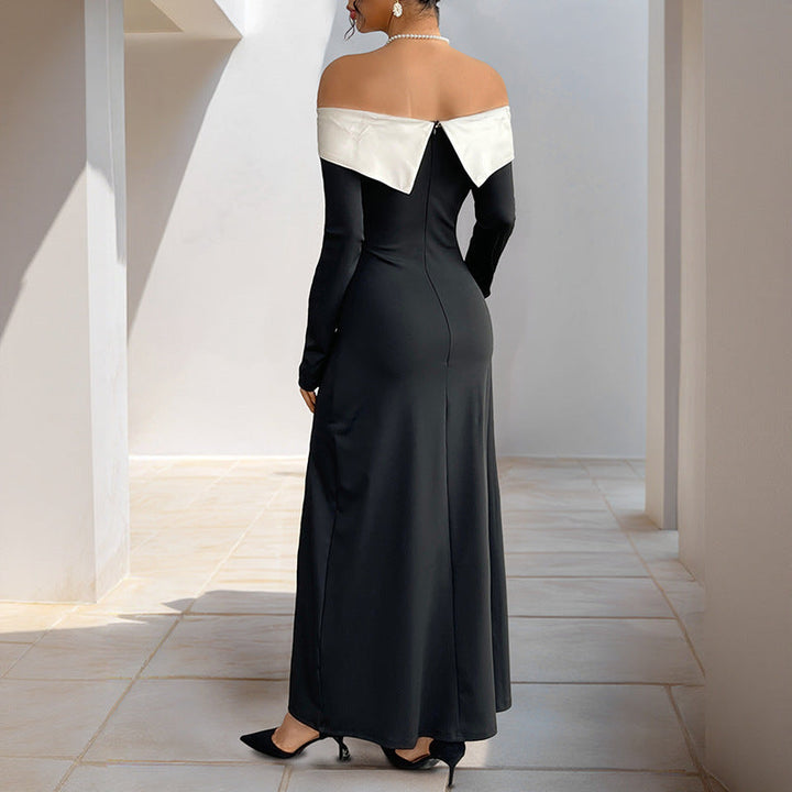 Brittany | Relaxed Off-Shoulder Fall Wedding Guest Maxi Dress