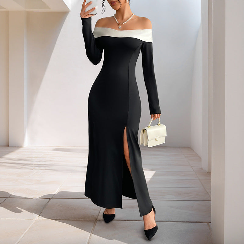 Brittany | Relaxed Off-Shoulder Fall Wedding Guest Maxi Dress