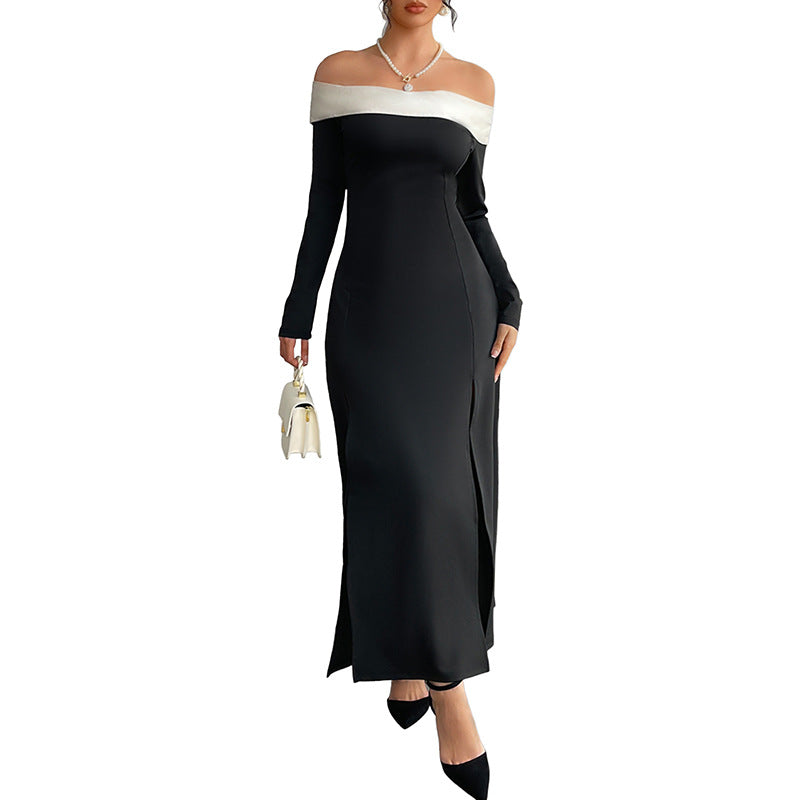 Brittany | Relaxed Off-Shoulder Fall Wedding Guest Maxi Dress
