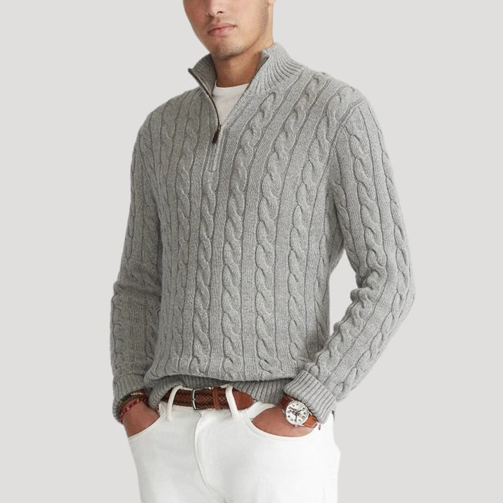 Caleb | Chic Half-Zip Cable Knit Sweater