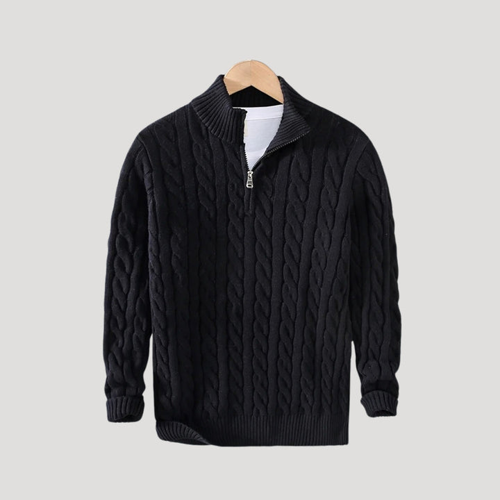 Caleb | Chic Half-Zip Cable Knit Sweater