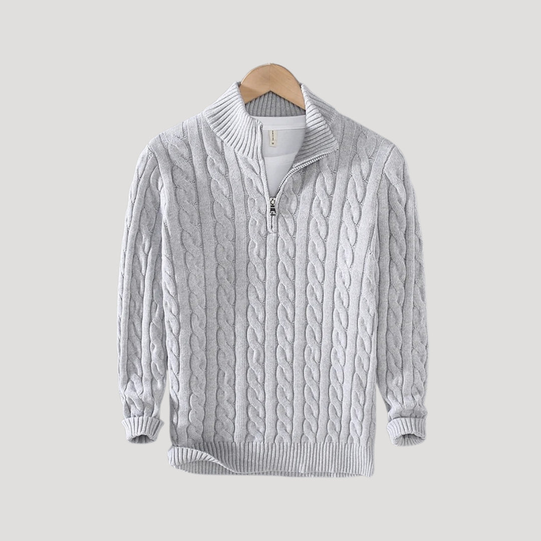 Caleb | Chic Half-Zip Cable Knit Sweater