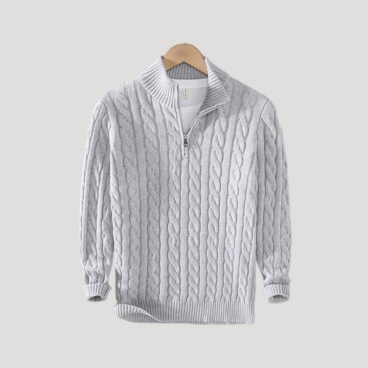 Caleb | Chic Half-Zip Cable Knit Sweater