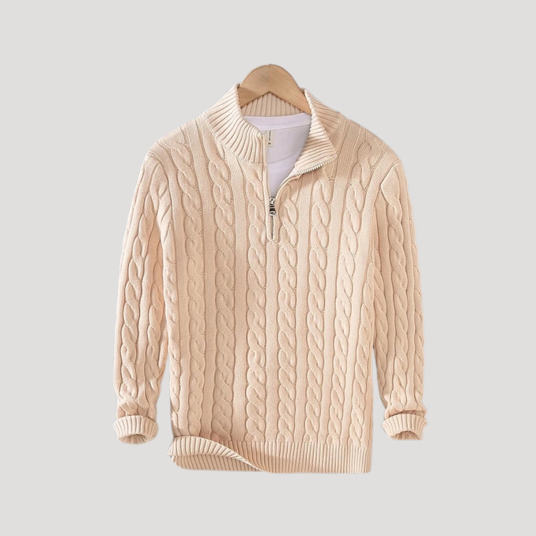 Caleb | Chic Half-Zip Cable Knit Sweater